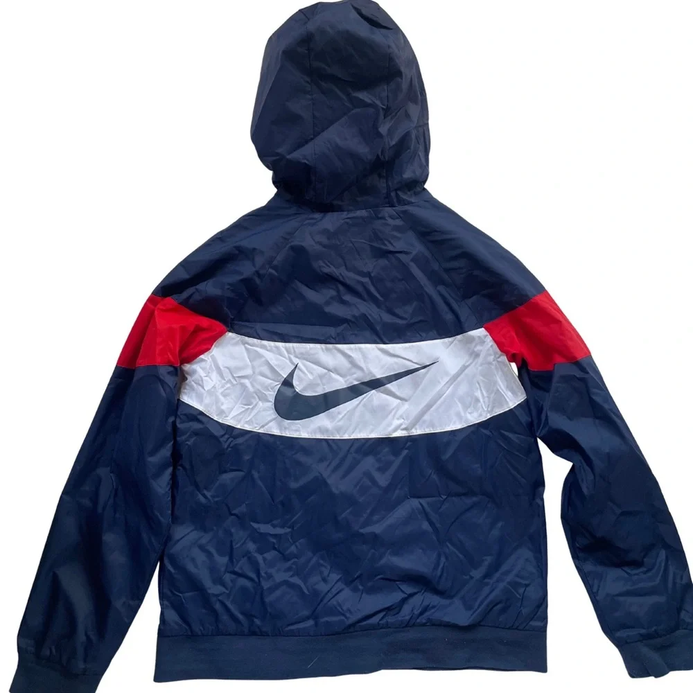 Nike PSG Paris Saint-Germain Windbreaker Jacket Boys XL Navy Red White Hooded - Picture 3 of 5